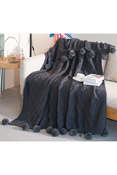 CHIRASO Pătură Decorativă Tricotată cu Ciucuri CHIRASO, Moale și Elegantă pen...