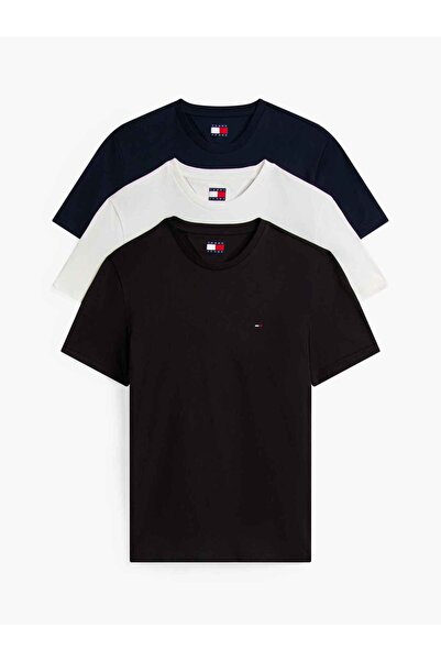 Tommy Hilfiger Erkek Marka Logolu Pamuklu Günlük Kullanıma Uygun Beyaz T-Shir...