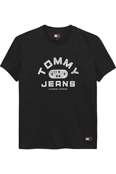 Tommy Hilfiger Tricou negru cu logo pentru bărbați, potrivit pentru utilizare...