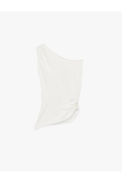 Koton Viscose Asymmetrical Metal Accessory Detailed Sleeveless Blouse