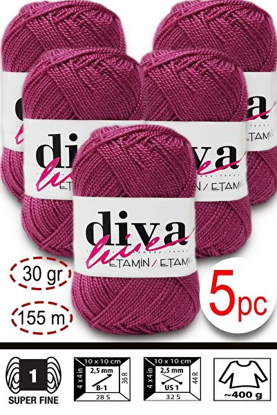 Diva İplik Etamin-Processing Orlon-Wayuu Bag String 32 Dried Roses (Pack of 5)