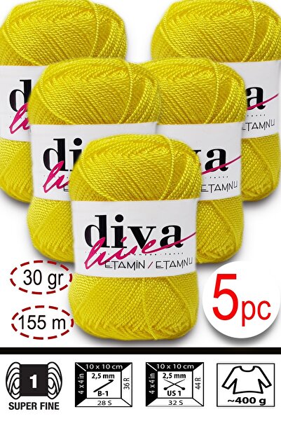 Diva İplik Etamin-Processing Orlon-Wayuu Bag String 55 Canary Yellow (Pack of 5)