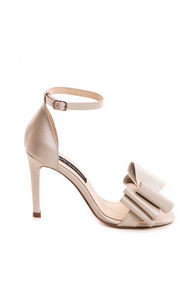 The 5th Element Sandale mireasa piele naturala Ivoire cu funda