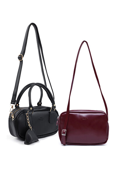 SHAKA Wrinkled Textured Black/Burgundy Shk298 Faux Leather 2-Piece Hand, Arm ...