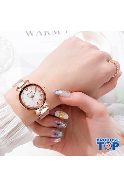 QUARTZ Casual Women's Watch with Magnetic Bracelet and Two-Color Dial and Gol...