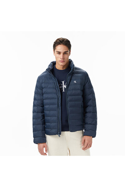 Calvin Klein Nylon Hooded Puffer Erkek Mavi Ceket
