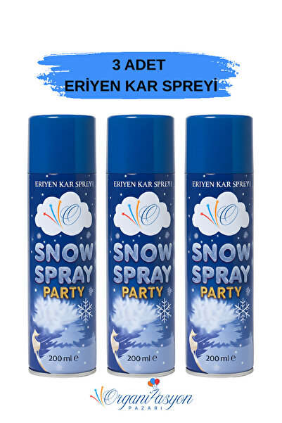 Organizasyon Pazarı 3 Adet Eriyen Kar Spreyi 200 ml Leke Bırakmayan Parti Kar...