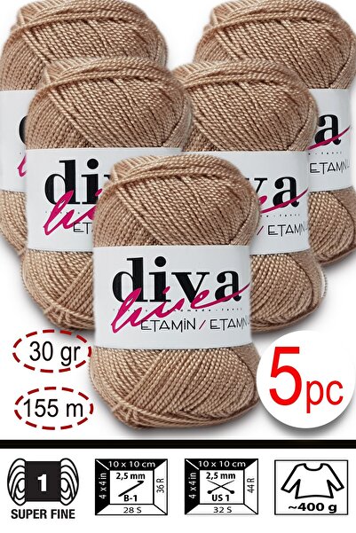 Diva İplik Etamin-Processing Orlon-Wayuu Bag String 30 Powder (Pack of 5)