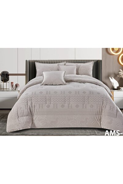 alzawia 6-piece winter double bed sheet set, soft velvet filling with plain f...