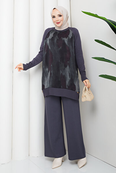 Pamuk Butik Women's Silk Kupra Trousers and Double Mercerized Knitwear Set