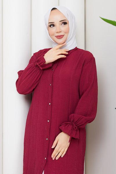 Pamuk Butik Women's Gipe Detailed Long Shirt Tunic