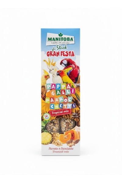 Manitoba Stick Gran Festa Tropical Mix (140g) – Premium Treat for Parrots & P...