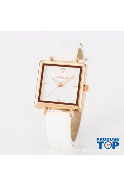 QUARTZ Ceas elegant de damă alb cu cadran pătrat alb CDQZ139