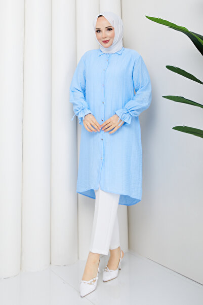 Pamuk Butik Women's Gipe Detailed Long Shirt Tunic