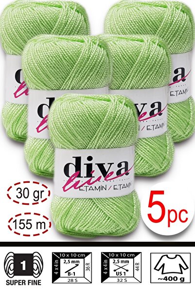 Diva İplik Etamin-Processing Orlon-Wayuu Bag String 38 Water Green (Pack of 5)