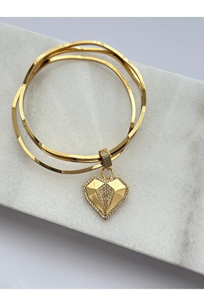 mibrillo Zirkon Taşlı Kalp Ajda Bilezik Charmı ya da Kolye Ucu