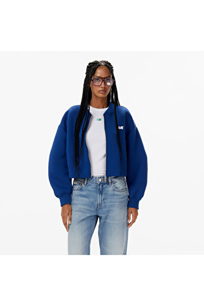 Calvin Klein Oversized Scuba Zip Bomber Kadın Mavi Mont