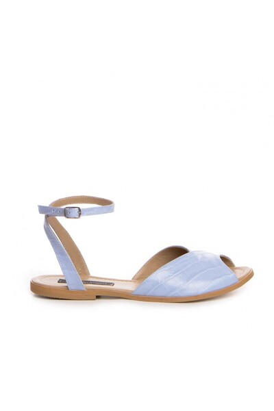 The 5th Element Women's leather sandals without heels Bleu Nomad