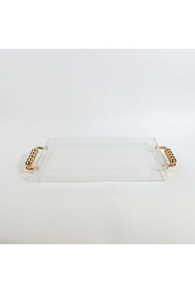 Generic صينية أكريليك بمقابض ذهبية فاخرة - مقاس 50 × 27 سم