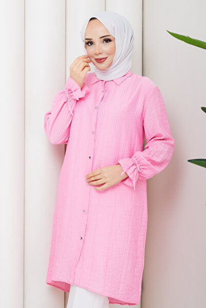 Pamuk Butik Women's Gipe Detailed Long Shirt Tunic