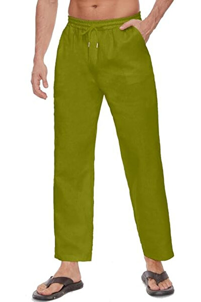 OEM Men's straight cotton pants, thin and breathable, green M