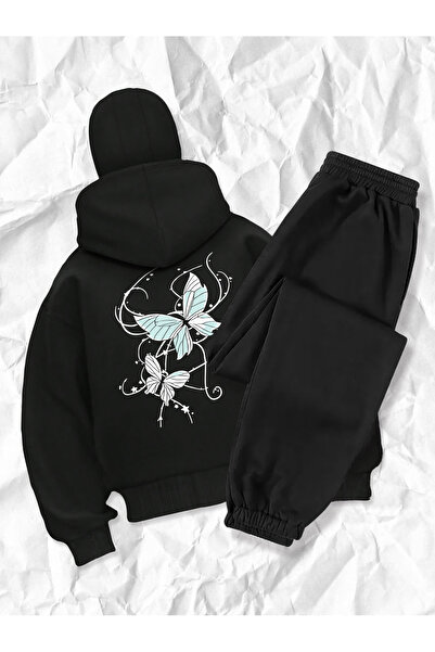 PENTHİLUS Unisex Printed Hooded Sweatshirt Tracksuit Set