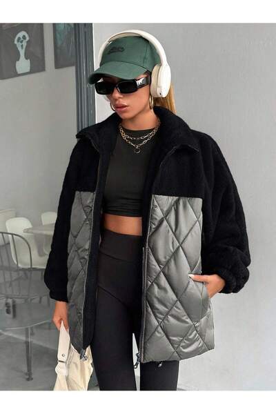 Podyum Park Women's Velsoft Quilted Trend Coat |   Oversized , Zippered, Wint...