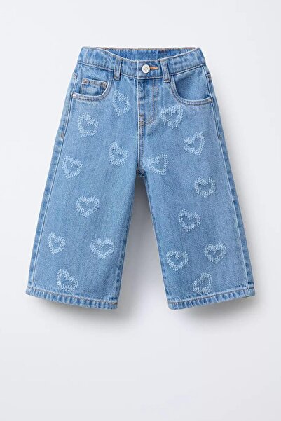 Monila Girl's Blue Heart Patterned Jeans