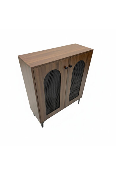 Generic Elegant Rattan Wooden Shoe Cabinet - 5 Shelves (80x30x95 cm)