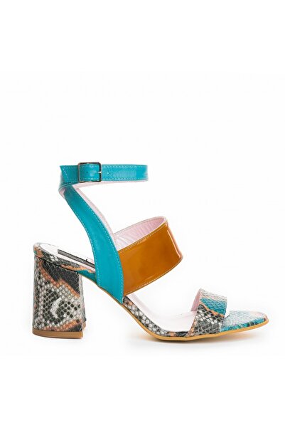 The 5th Element New Look chunky heel leather sandals Turquoise