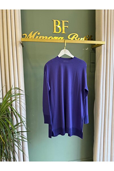 Tığ Triko Skirt Hem Glitter Mercerized Tunic 21892 Purple