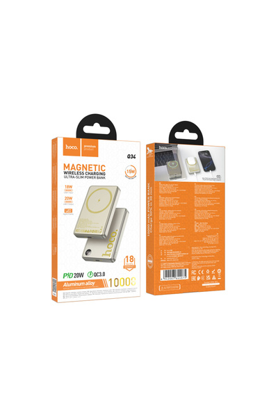 Hoco (Q34) » PowerBank, Wireless, Magsafe, 20W, 1xUSB-C, 1xUSB, PD, QC3.0, Fa...