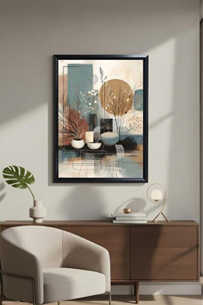 LUXRN Pictură murală înrămată decorativă cu model botanic abstract modern, im...