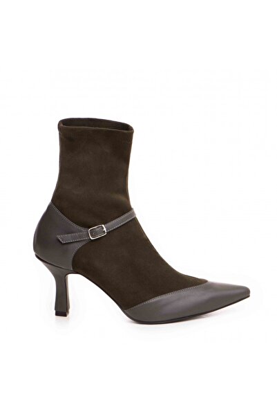 The 5th Element Women's Khaki Kaia Natural Leather Ankle Boots