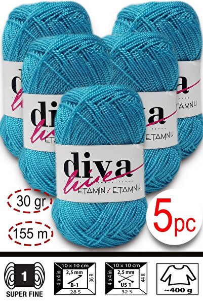 Diva İplik حبل حقيبة إيتابين-إيشليم أورلون-وايوو 20 باللون الفيروزي الفاتح (ع...