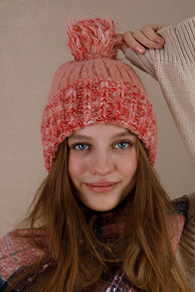 SOFT AKSESUAR Wool Blend Pompom Beret