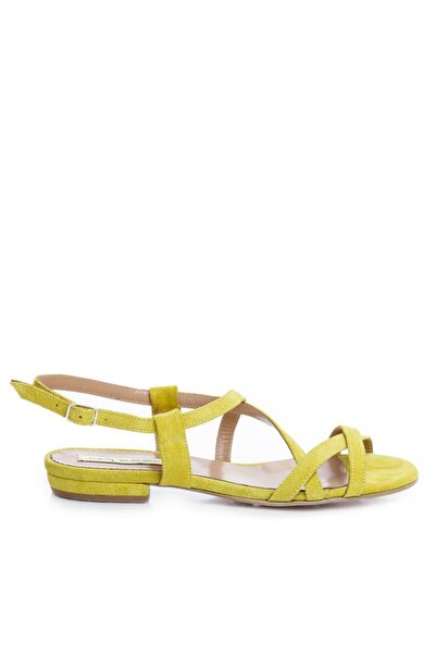 The 5th Element Women's leather sandals without heels Lime Yellow Georgie