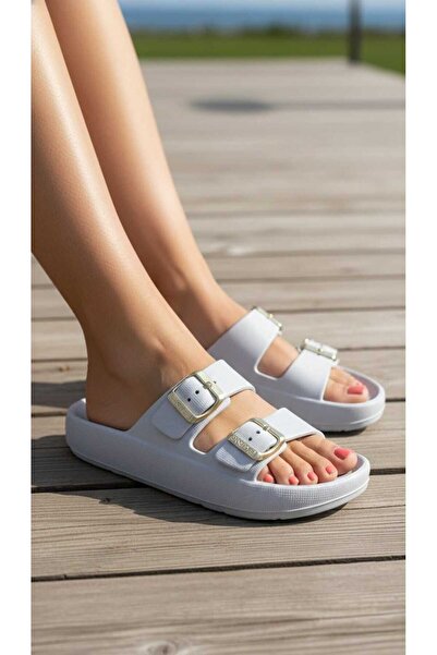 Shubuu Women's Double Buckle Daily Sea Pool Beach Slippers Lightweight Orthop...