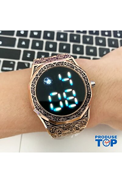 Produse.Top Ceas bărbătesc vintage din aliaj de bronz roz cu afișaj digital