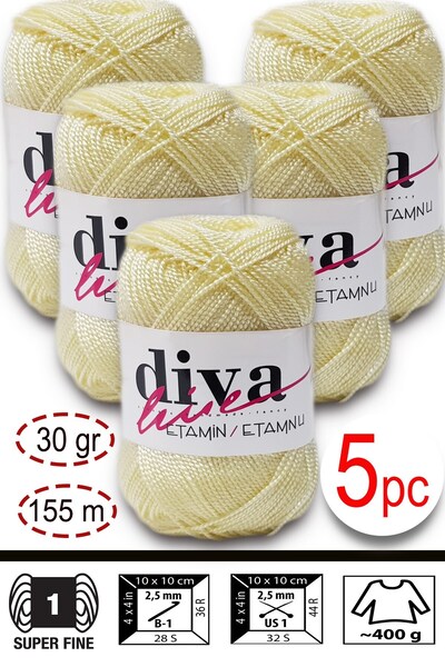 Diva İplik Etamin-Processing Orlon-Wayuu Bag String 39 Platinum Yellow (Pack ...
