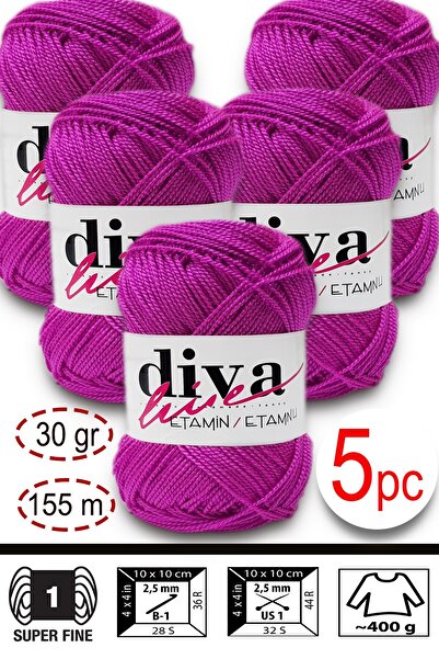 Diva İplik Etamin-Processing Orlon-Wayuu Bag String 59 Cyklamen (Pack of 5)
