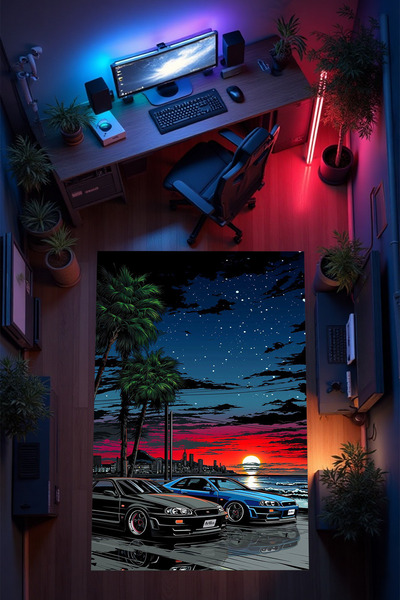 THEMODERNHANE Gamer Genç Odası Halısı Kaymaz Taban Makinede Yıkanabilir Gamin...