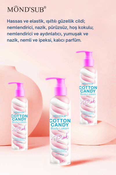 MondSub Cotton Candy Vücut Losyonu – Niacinamide & Panthenol İçerikli, Nemlen...