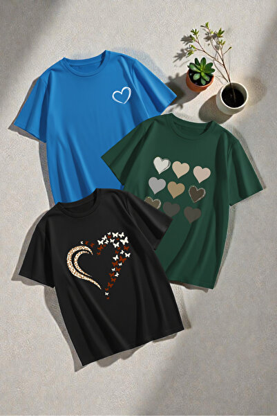 uyguntarz Unisex En Sevilen Baskılar 3 Lü Tasarım Tshirt Paketi