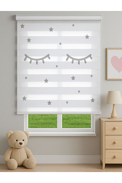 Home Bebek Odası Uyuyan Gözler Desenli Dijital Baskılı Zebra Stor Perde – Yıl...