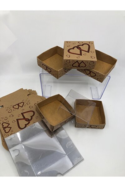 Lavin Çikolata 50 ADET 8X8X3 ASETAT KAPAKLI kALPLİ HEDİYELİK KUTU