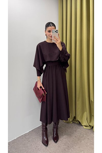 HAZELANNA فستان بلون البرقوق مع عباءة