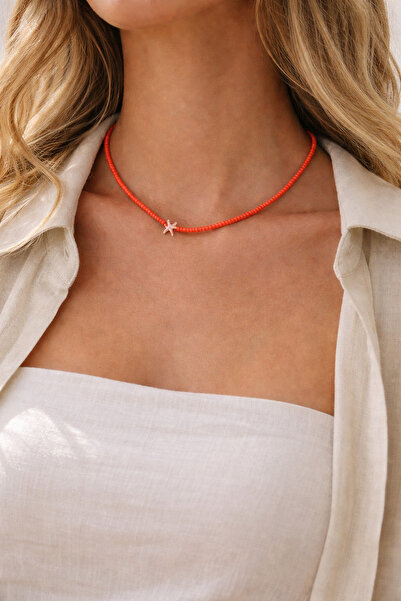 Handmade Sunset Orange Serisi - Kum Boncuk Deniz Yıldızı Kolye