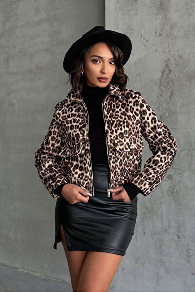 ModamarkReal Women's Cashmere Stone Leopard Coat