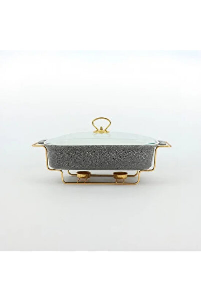 TULIN Luxury rectangular serving warmer with glass base and lid